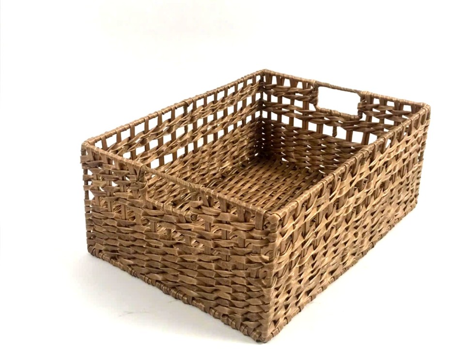 Premium Rectangular PE Resin Woven Basket with Integrated Handles